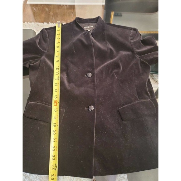 Jones NewYork Women's Black Cotton Two Buttons Single Breasted Blazer Size 12 - Picture 12 of 12